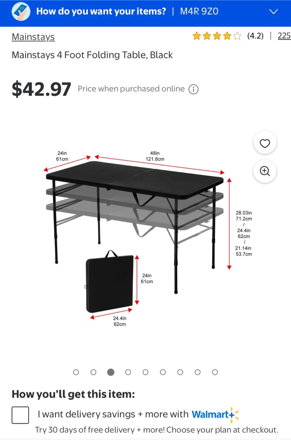 Mainstays 4 Foot Folding Table, Black - photo 3