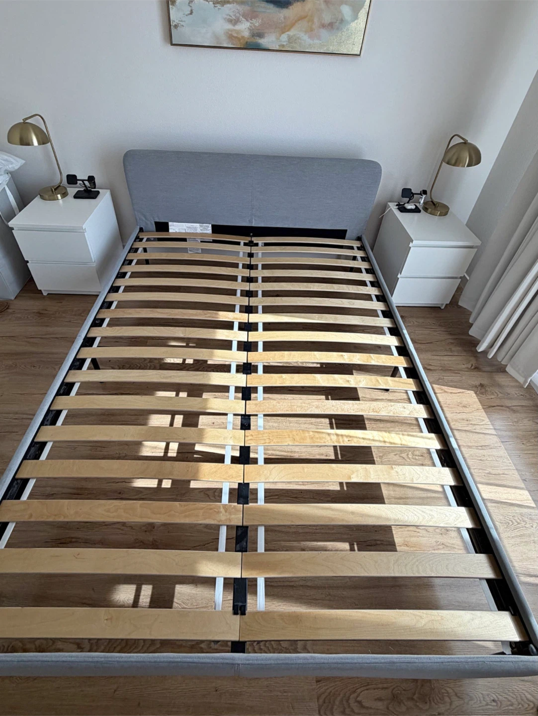 IKEA SLATTUM Upholstered Bed Frame- Queen Size