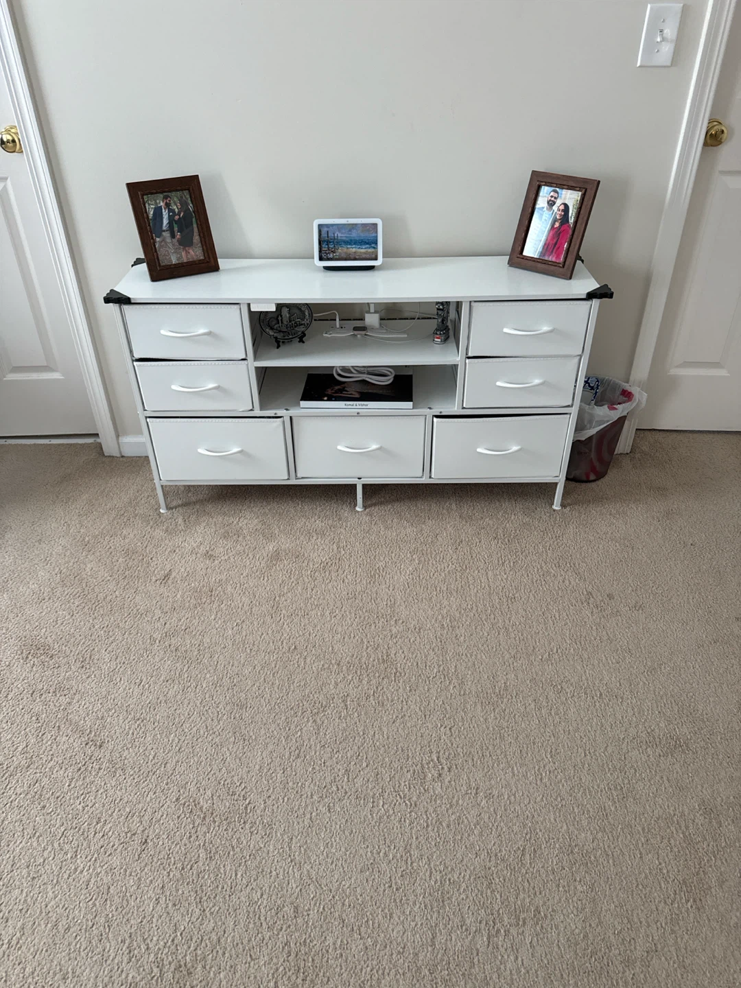 White Fabric Drawer Dresser
