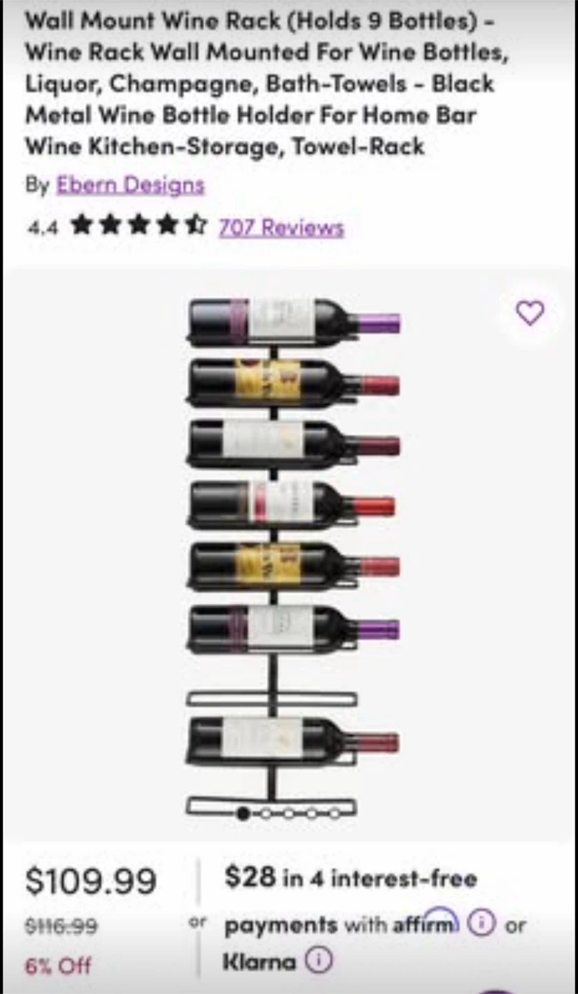 Wall-Mounted Wine Rack - Black - photo 3