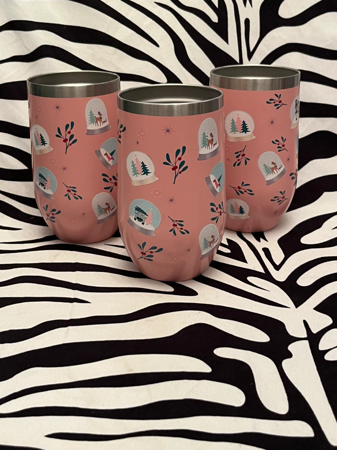 🎄 Set of 3 Pink Christmas stainless steel insulated tumblers 🎄 - photo 2