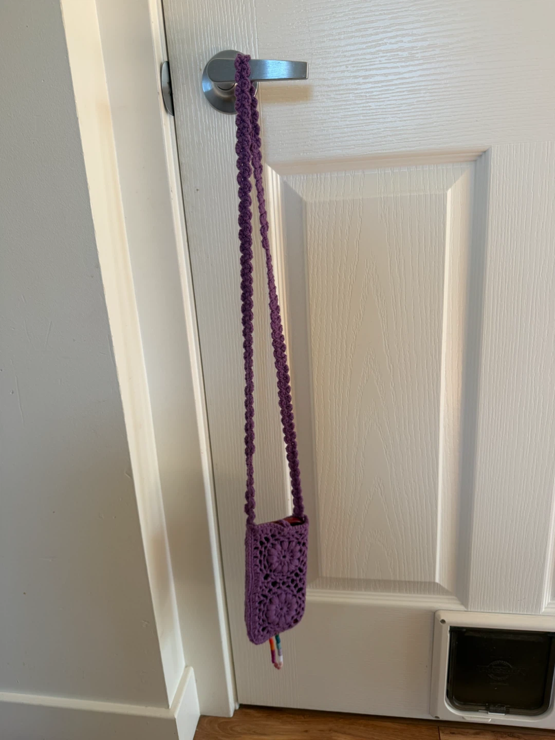 Purple Crocheted Phone Bag