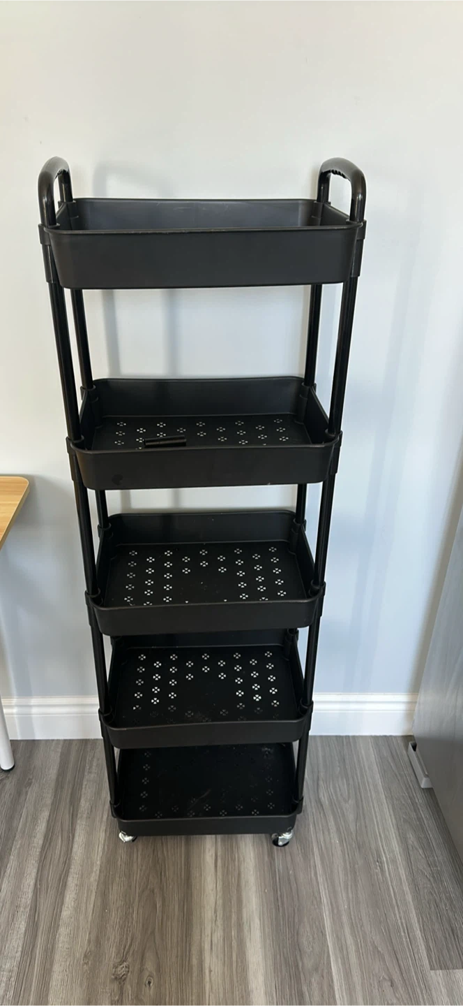 Black 5-Tier Rolling Storage Cart
