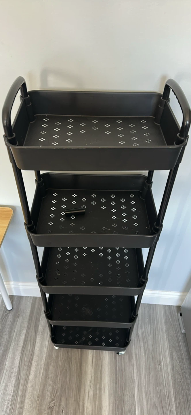 Black 5-Tier Rolling Storage Cart - photo 2