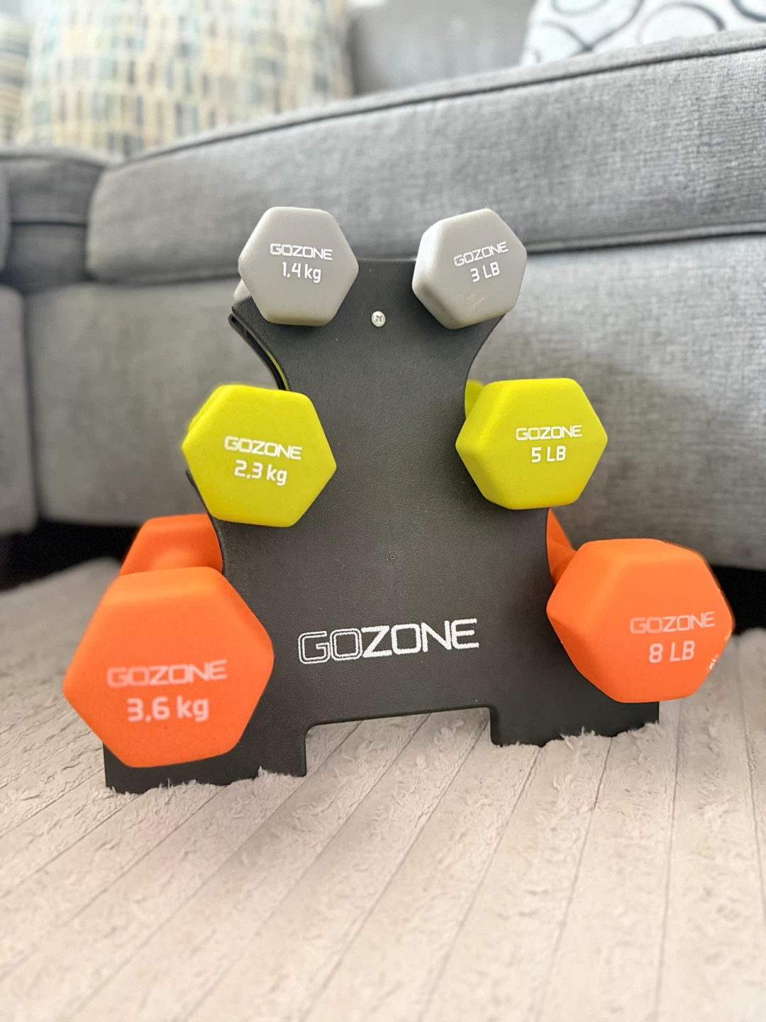 GOZONE 32lb Neoprene Dumbbell Set with Rack