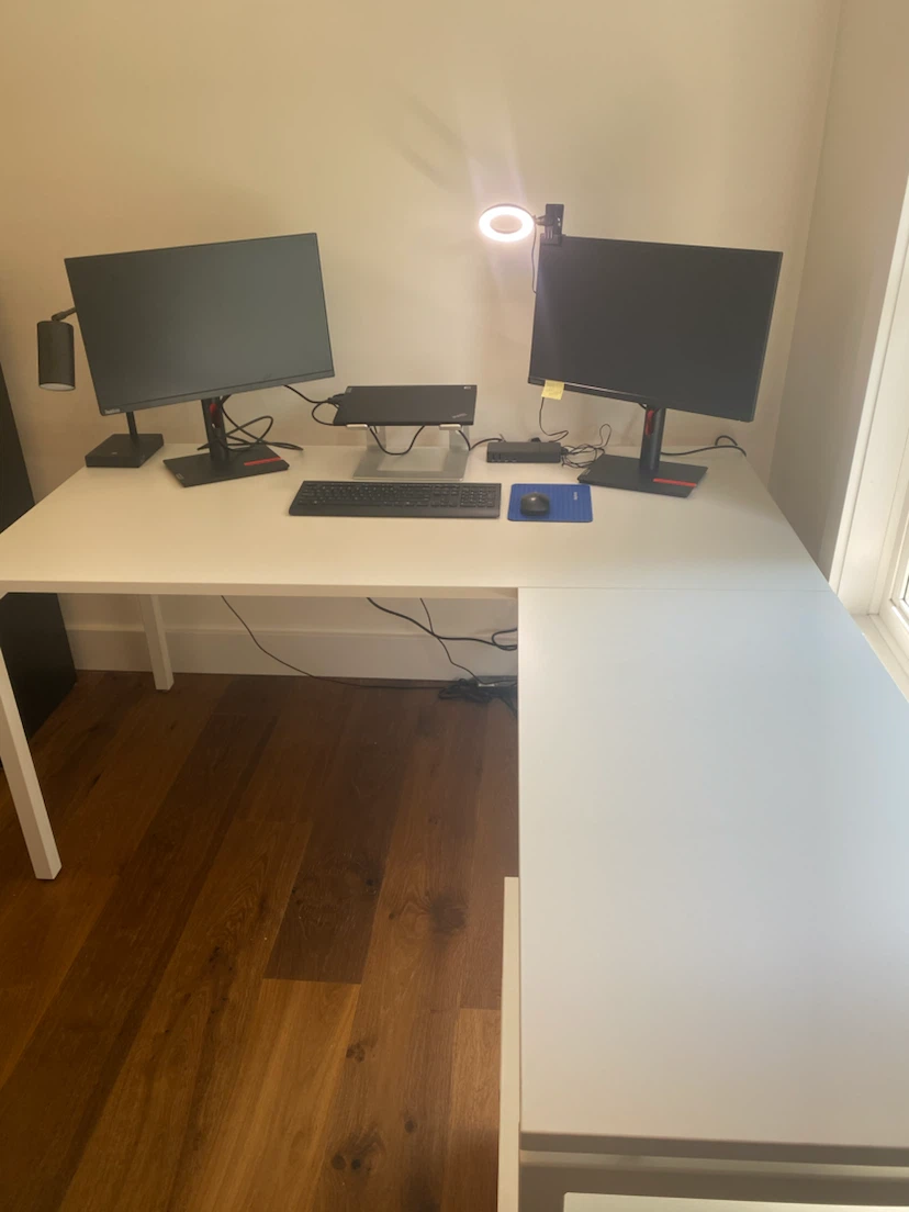 EQ3 White L-Shaped Novah Desk