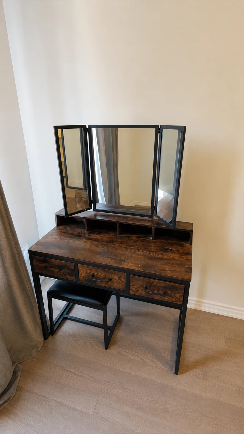 VASAGLE Vanity Set with Mirror and Stool