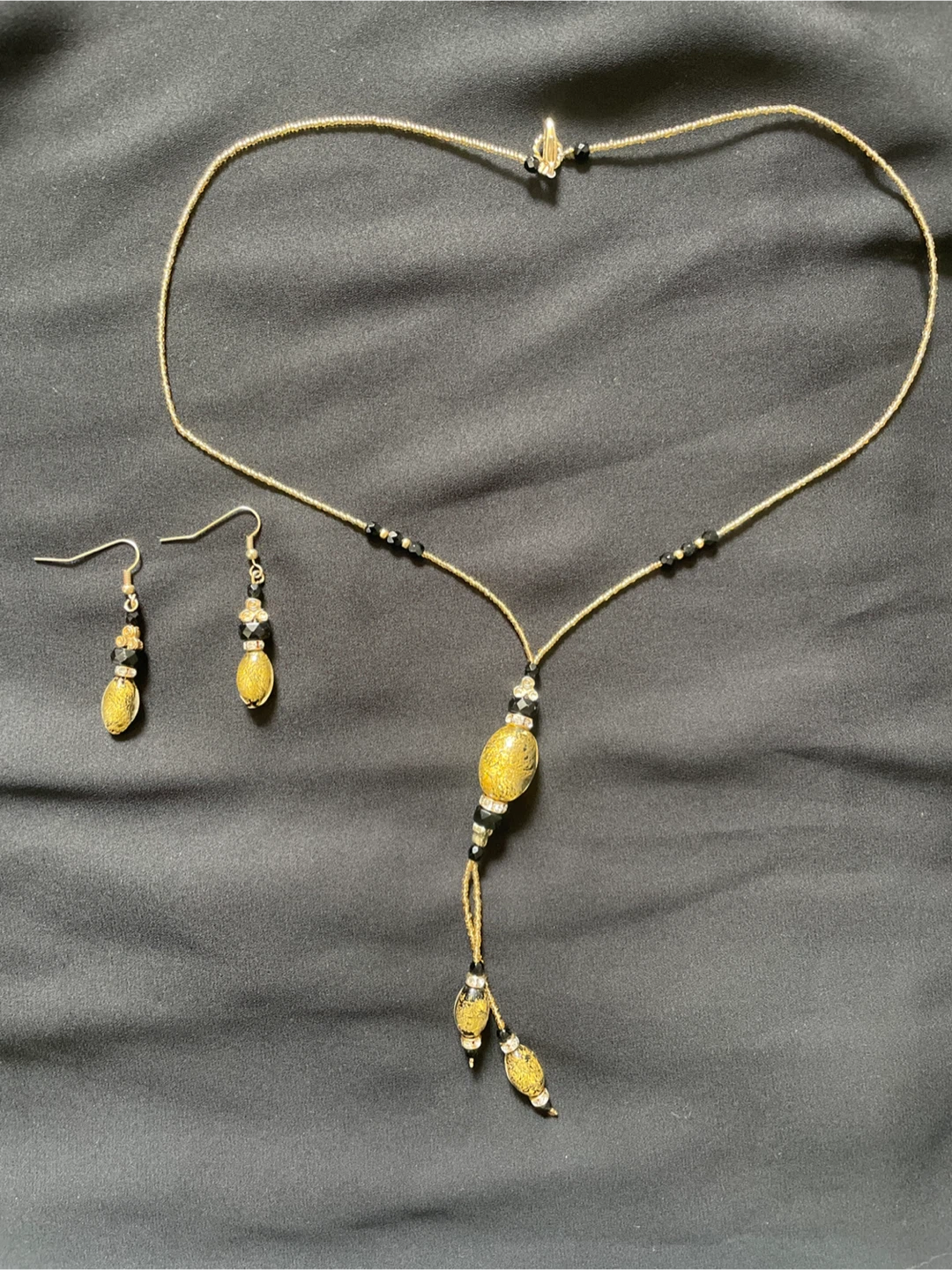 Murano Glass Gold Foil Necklace and Earrings Set