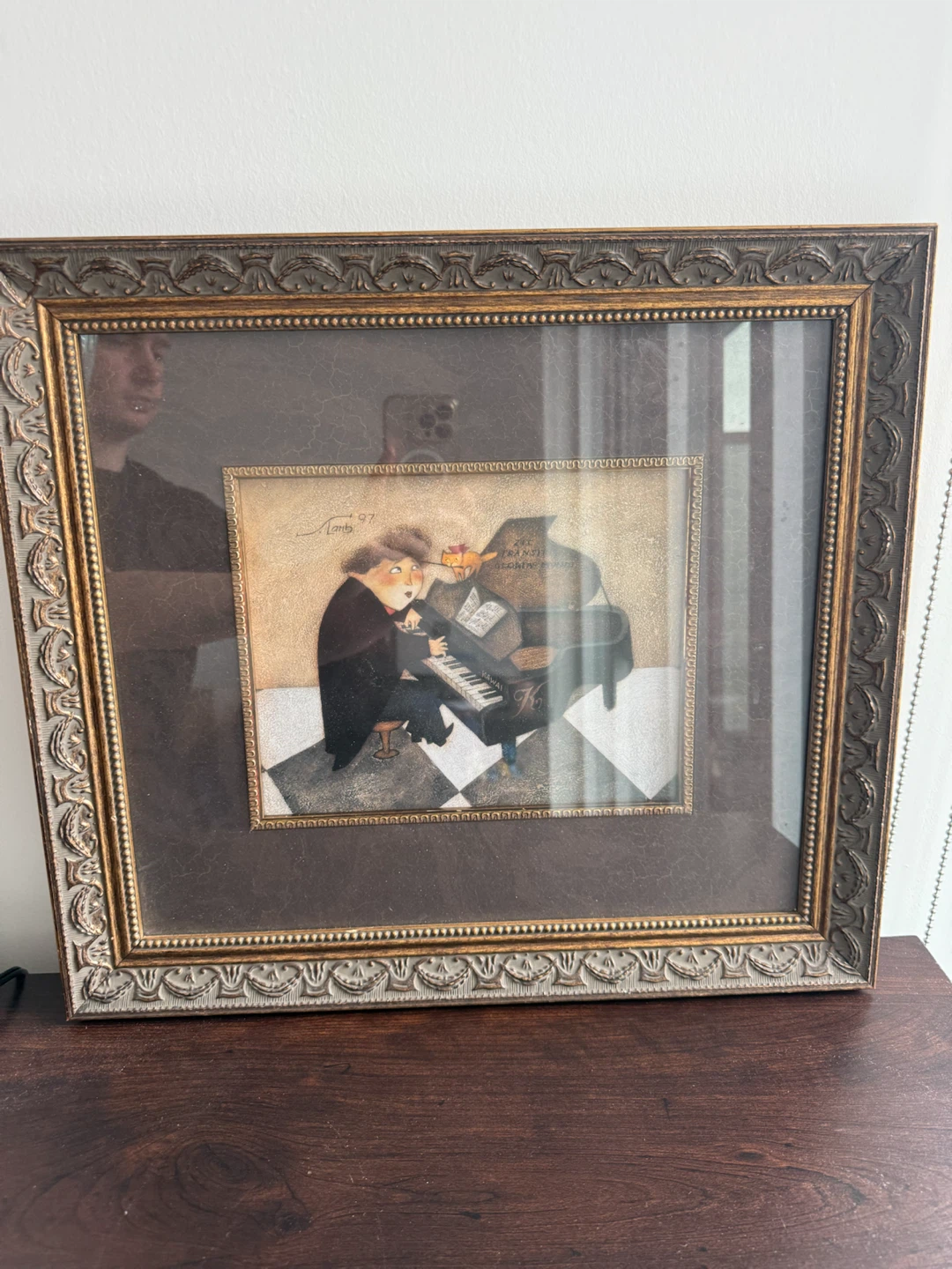 Framed Artwork "Lamb 97" Piano Scene