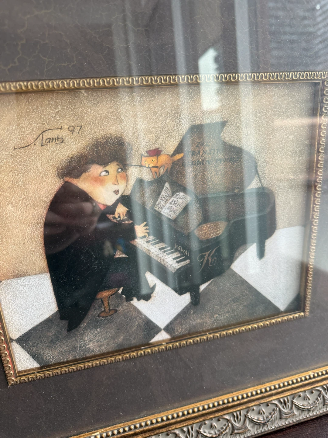 Framed Artwork "Lamb 97" Piano Scene - photo 2
