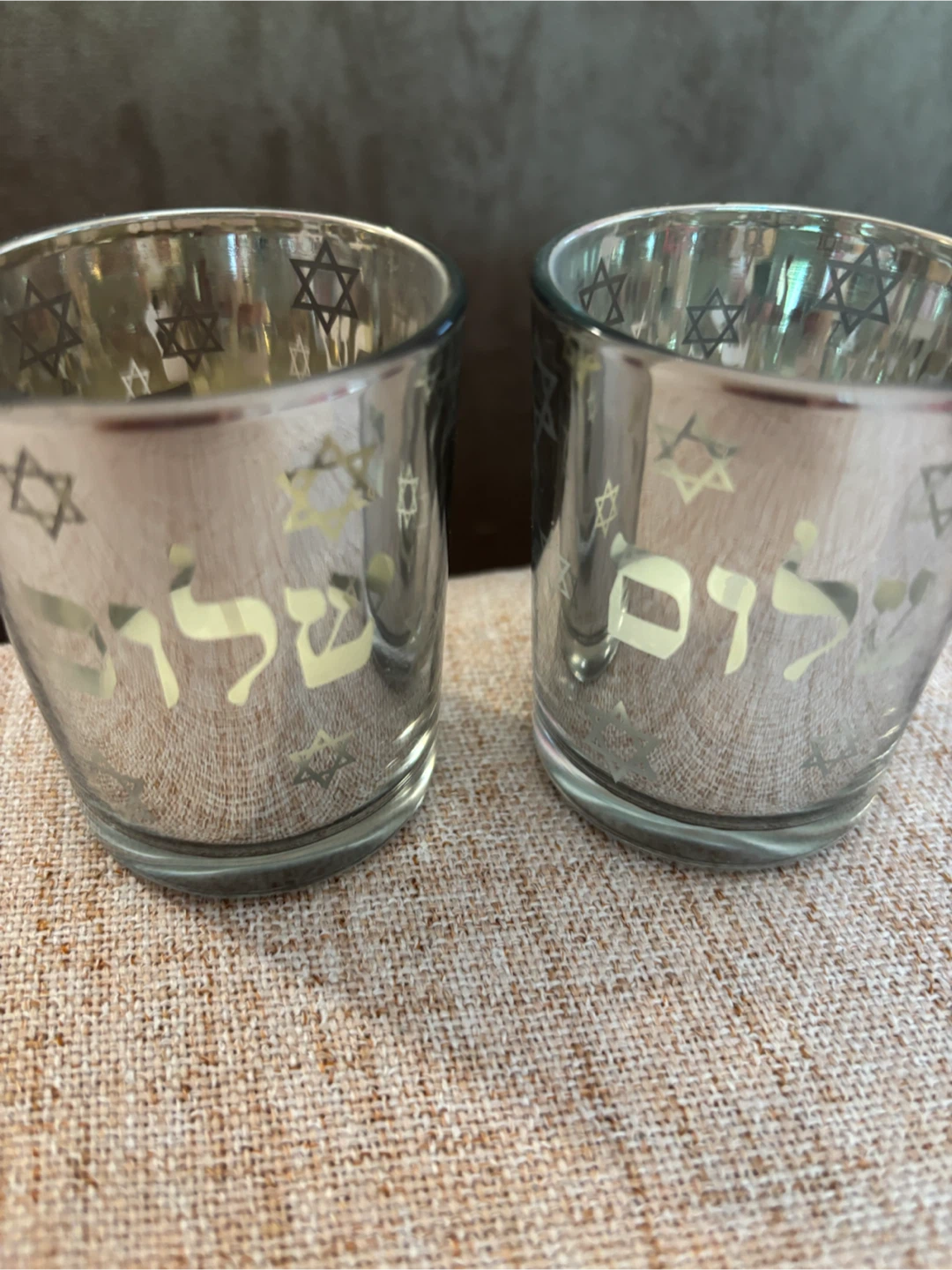 Set of 2 Glass Shabbat  Tealight Holders - photo 2