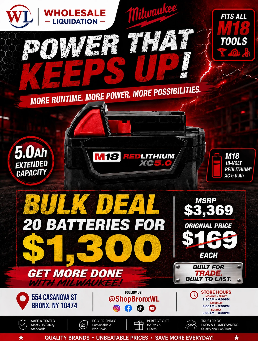 Milwaukee M18 RedLithium XC 5.0Ah Battery