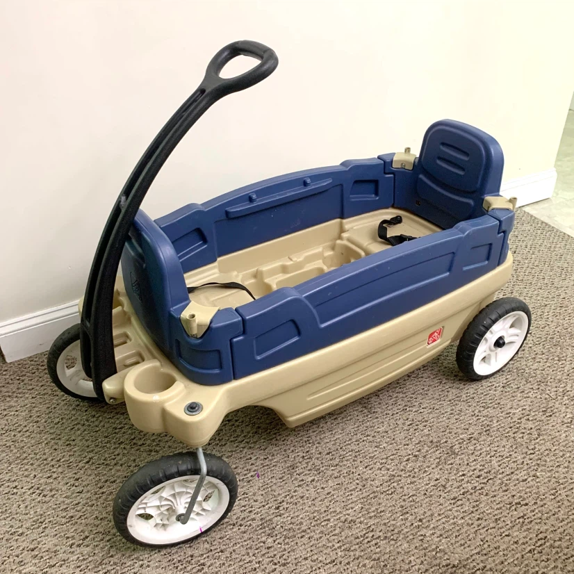 Kids Wagon Pull Ride On Toy Seatbelt Cup Holders Outdoor Toys