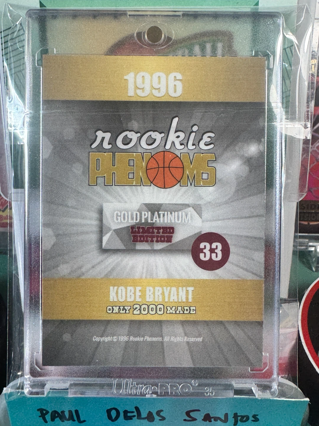 1996 Kobe Bryant Rookie Phenoms Gold Platinum Card #33 - photo 3