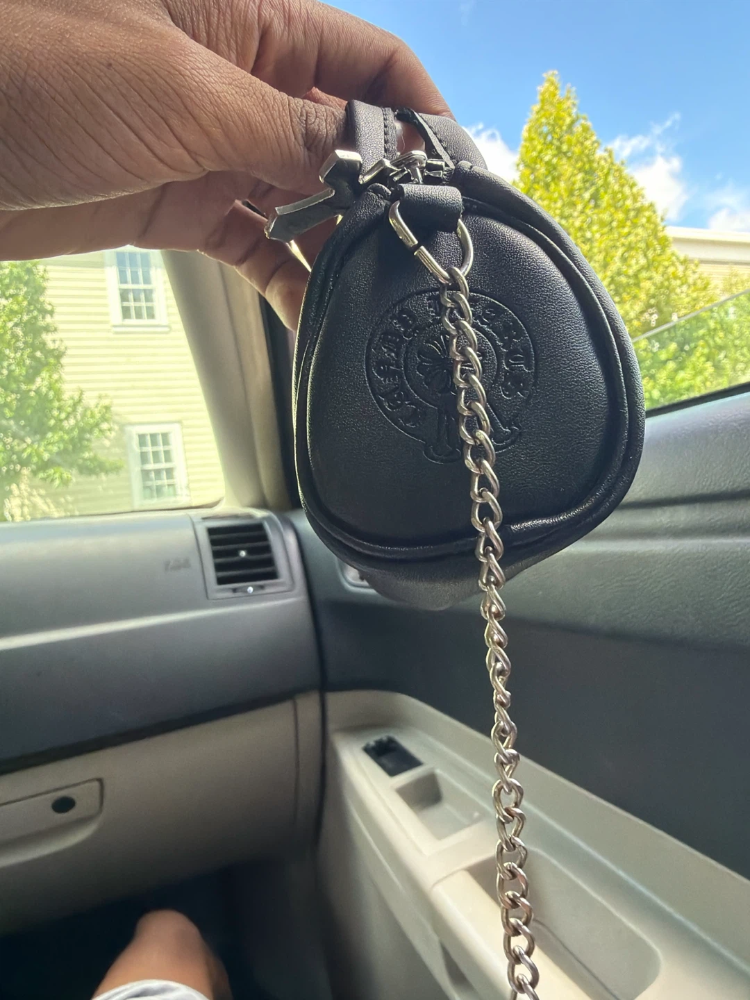 Chrome Hearts Black Leather Cross Applique Mini Bag - photo 2