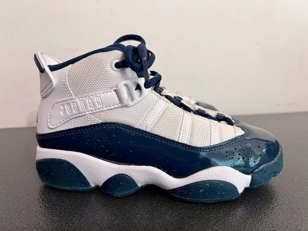 Jordan 6 Rings – White/Navy Blue – Size 1Y – Like New