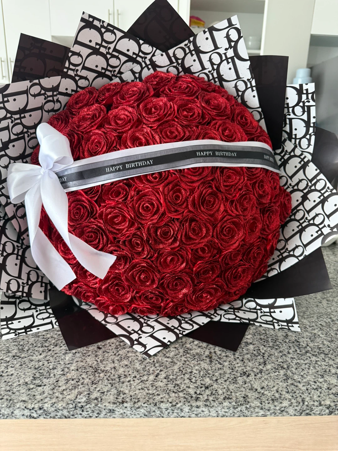 Red Rose Bouquet with 'Happy Birthday' Ribbon - photo 3