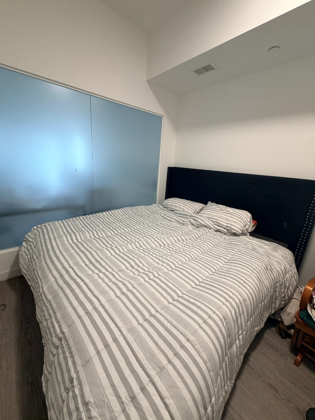 New King Size Upholstered Bedframe with Mattress.