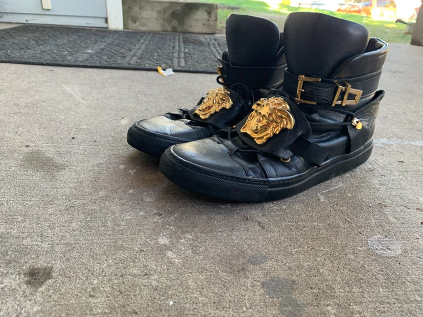 Versace Black Leather Medusa High-Top Sneakers - photo 2