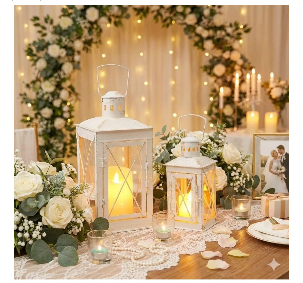 Set of 2 White Vintage Style Lanterns - photo 3