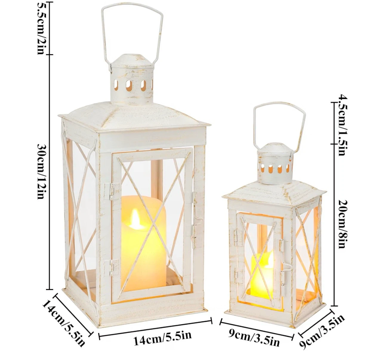 Set of 2 White Vintage Style Lanterns - photo 4