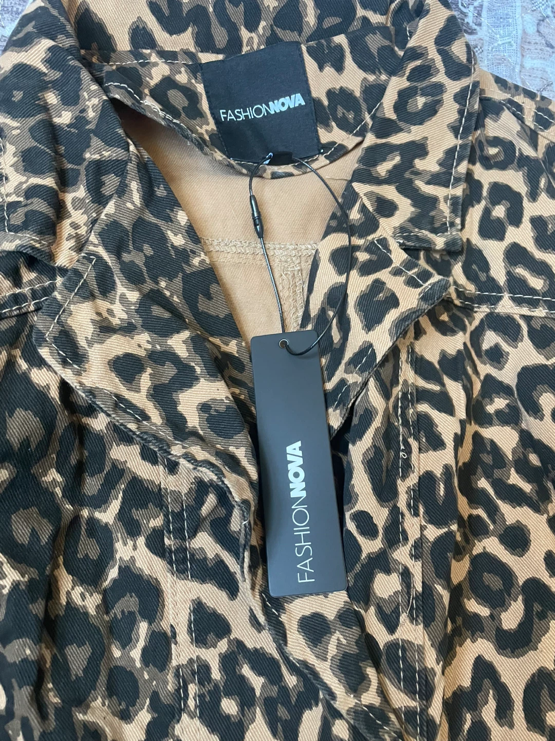 Fashion Nova Leopard Print Denim Jacket XL - photo 2