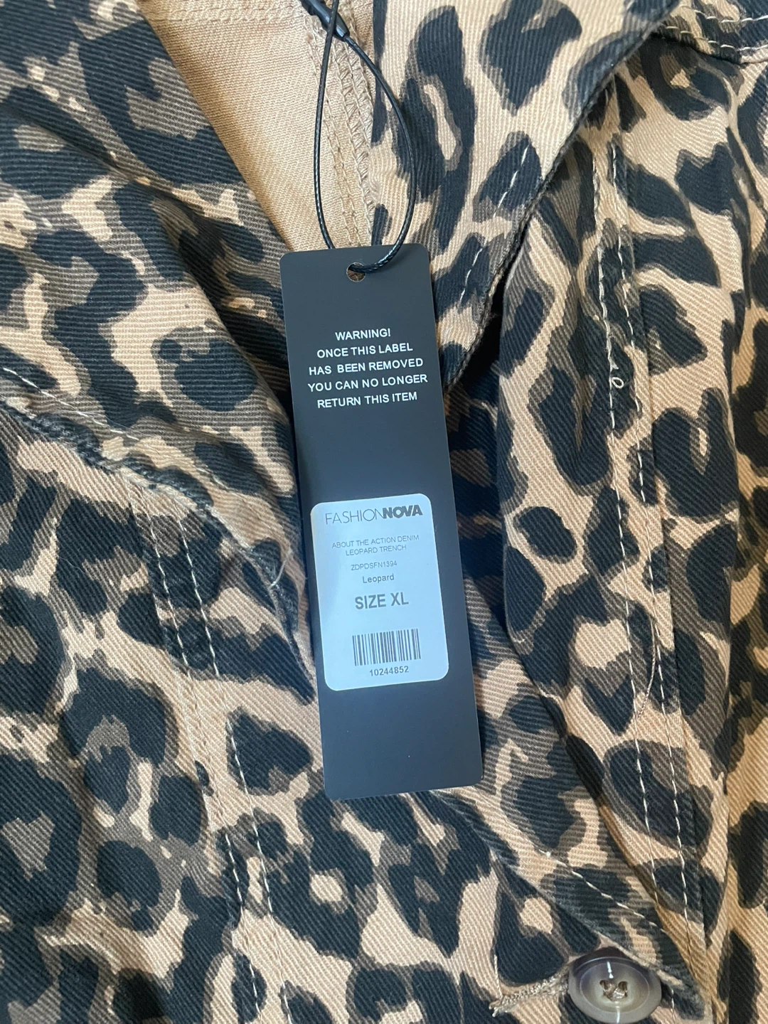 Fashion Nova Leopard Print Denim Jacket XL - photo 3