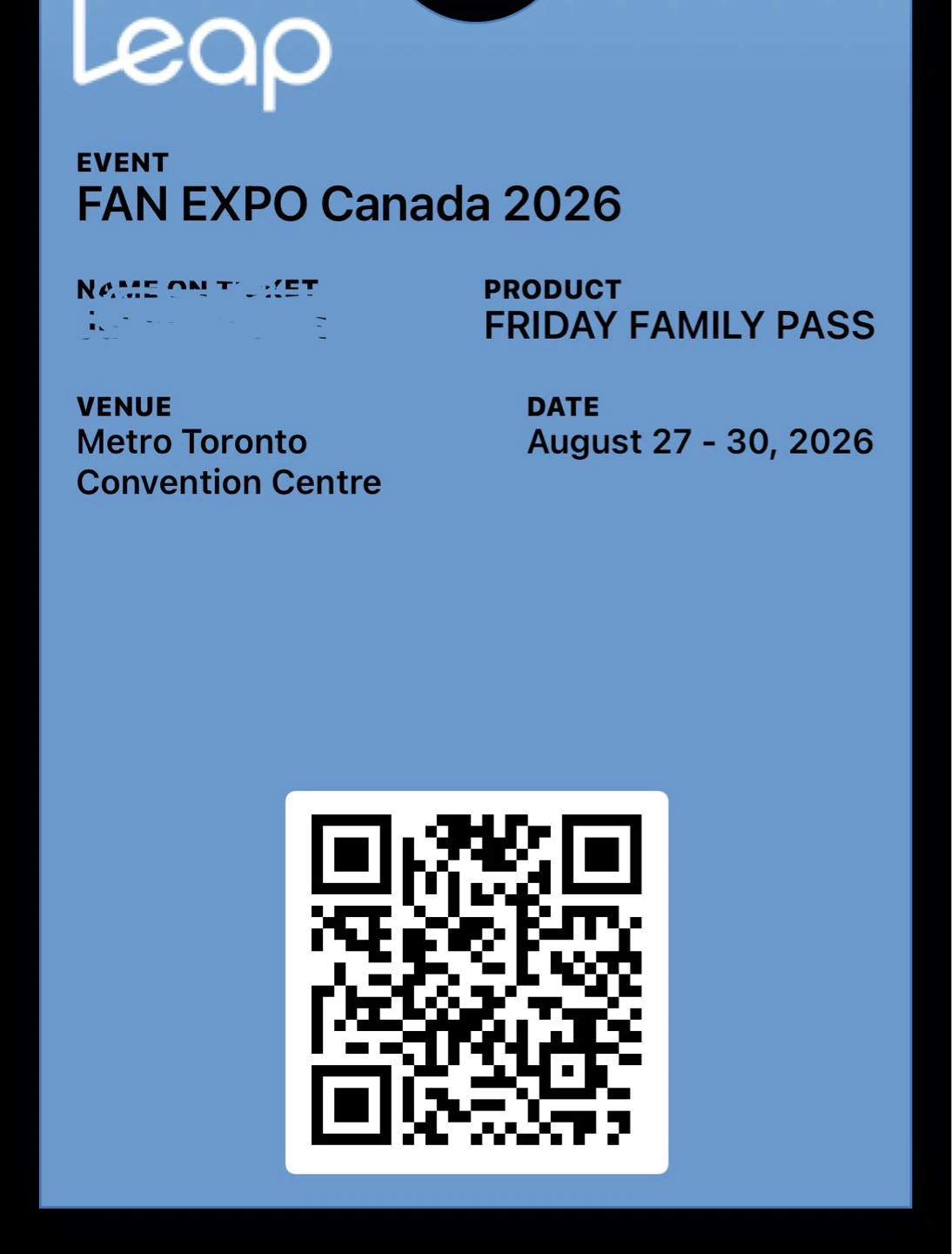 FAN EXPO Canada 2026 Friday Family Pass