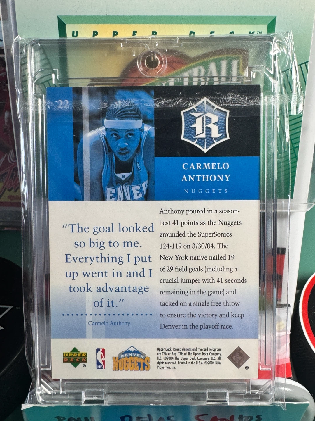 Upper Deck Carmelo Anthony Denver Nuggets Trading Card - photo 3