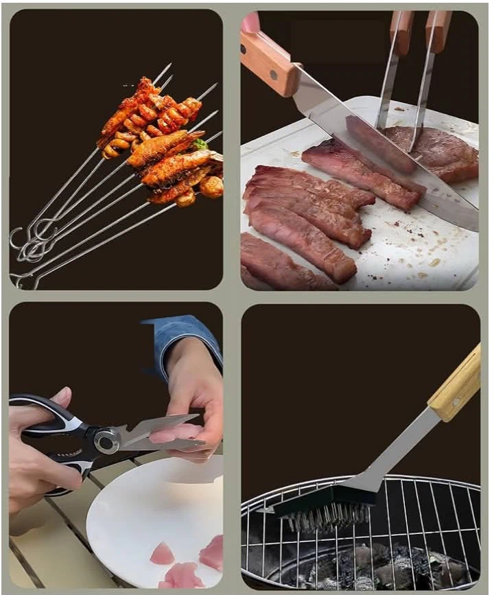 18-piece Stainless Steel BBQ Grill Tool Set with Wooden Handles - photo 4