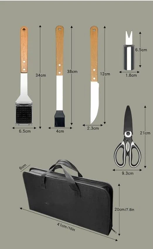 18-piece Stainless Steel BBQ Grill Tool Set with Wooden Handles - photo 5