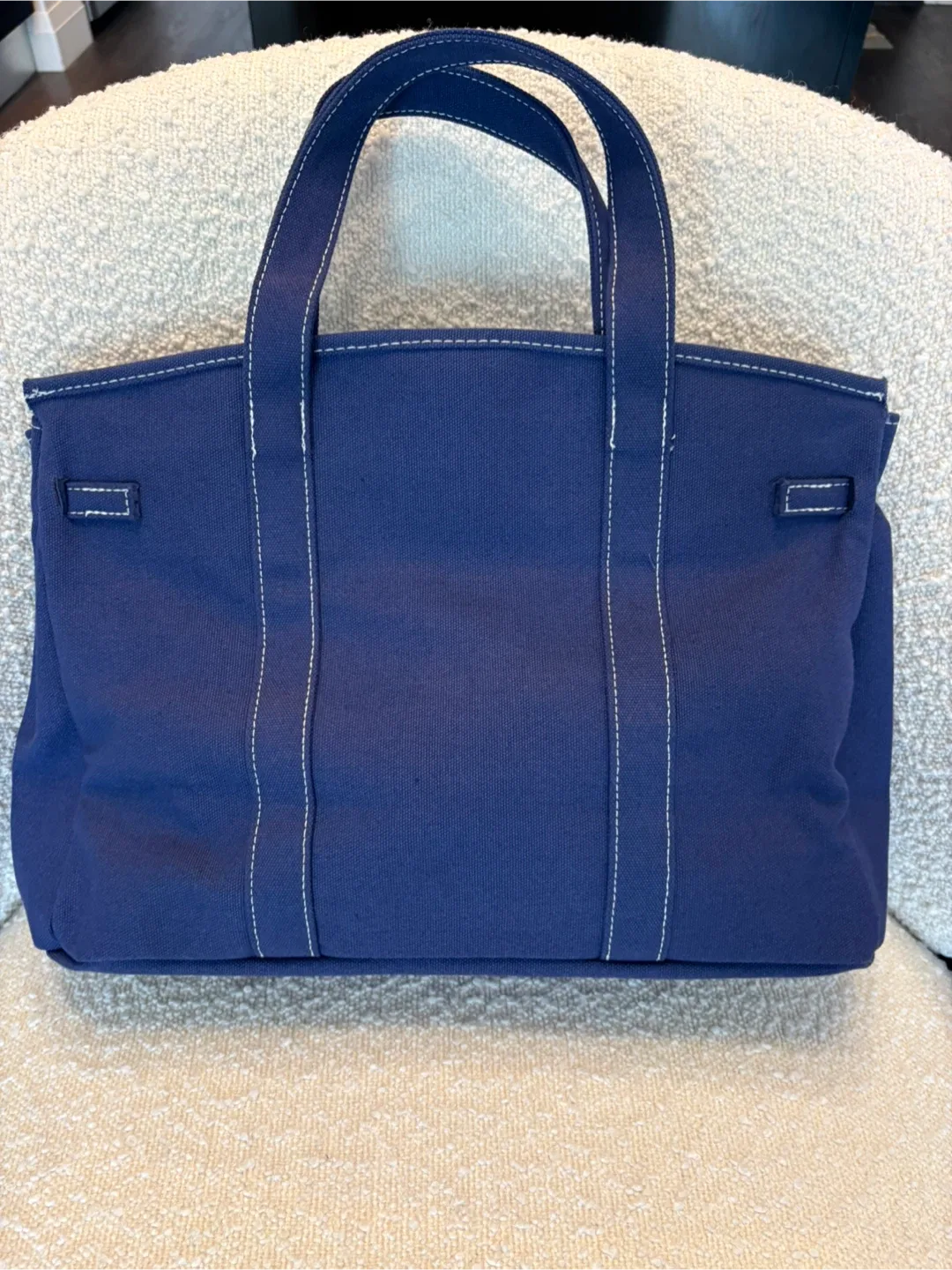 Navy Blue Canvas Tote Bag with Gold Hardware - photo 4