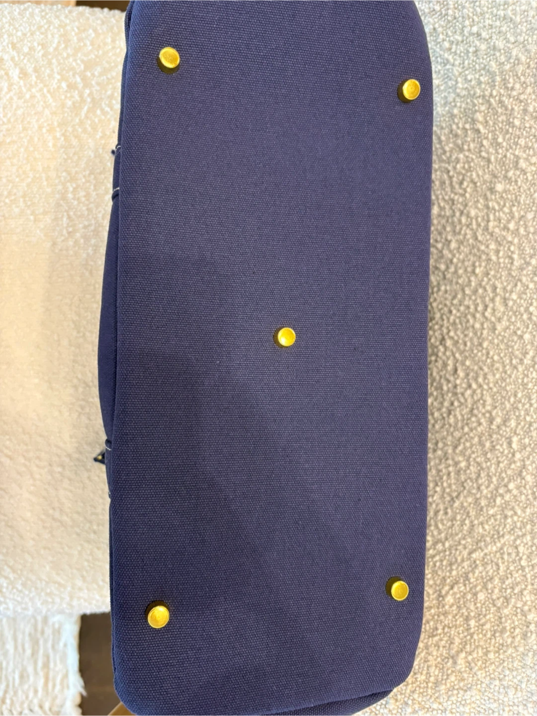 Navy Blue Canvas Tote Bag with Gold Hardware - photo 5