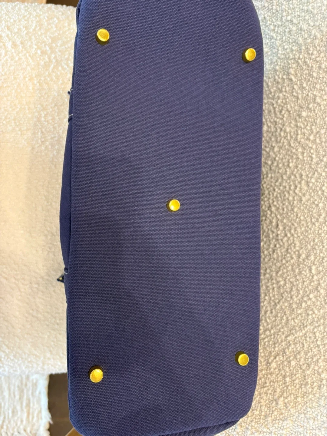 Navy Blue Canvas Tote Bag with Gold Hardware - photo 5