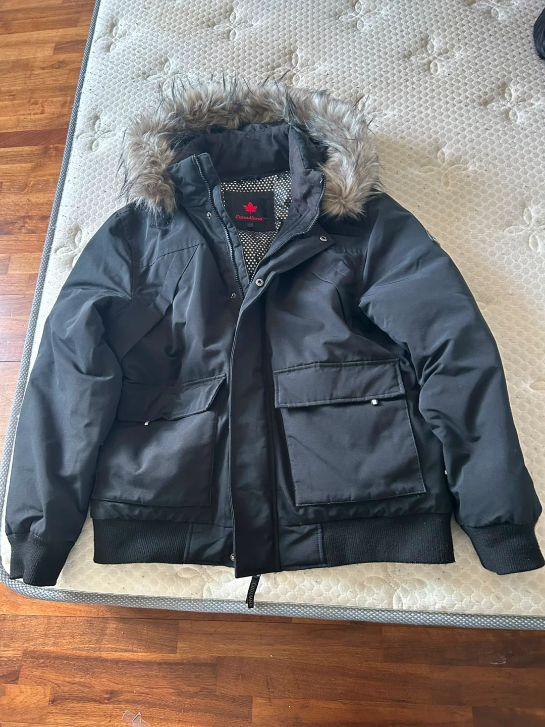 Canadiana Black Parka with Fur Hood