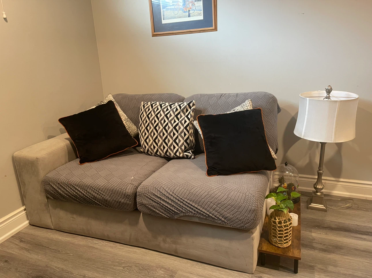 Grey Two-Seater Loveseat Sofa