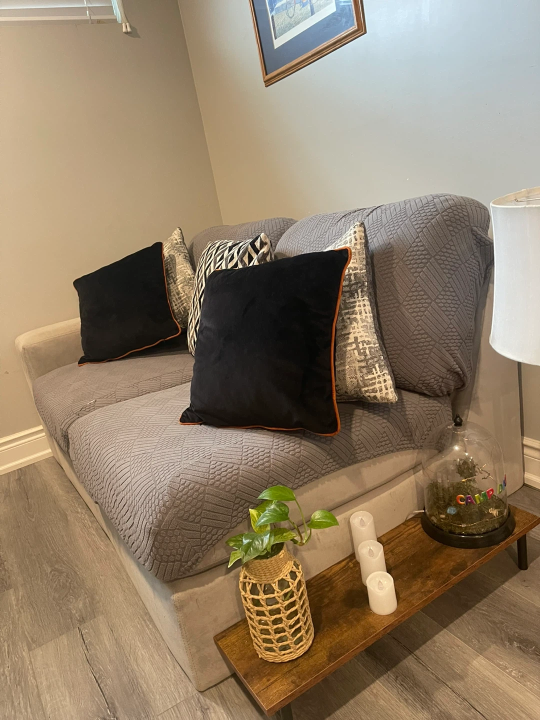 Grey Two-Seater Loveseat Sofa - photo 2