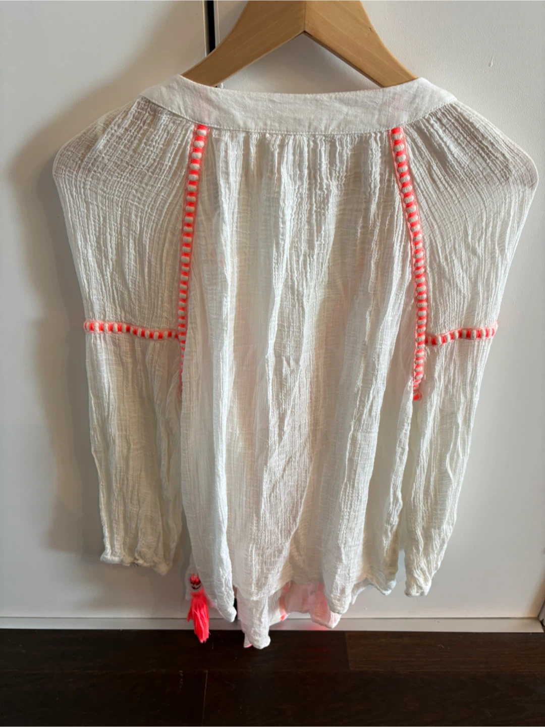 Zara TRF COLLECTION RARE White Tunic Neon Pink Tassels size XS - photo 4