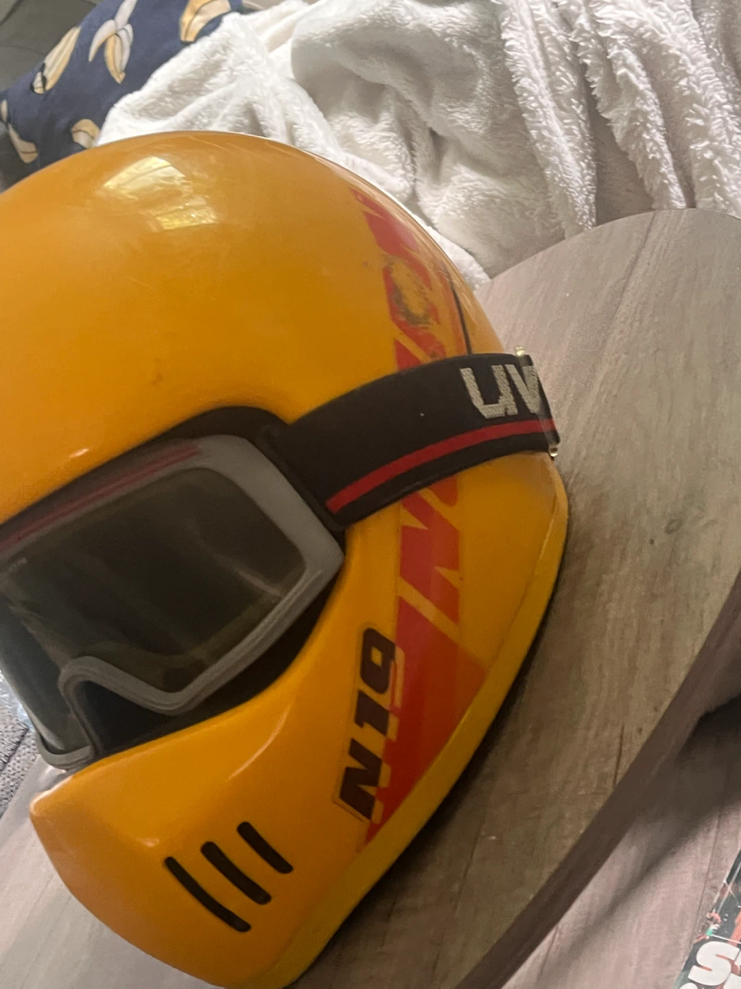 Yellow Ski/Snowboard Helmet with Goggles