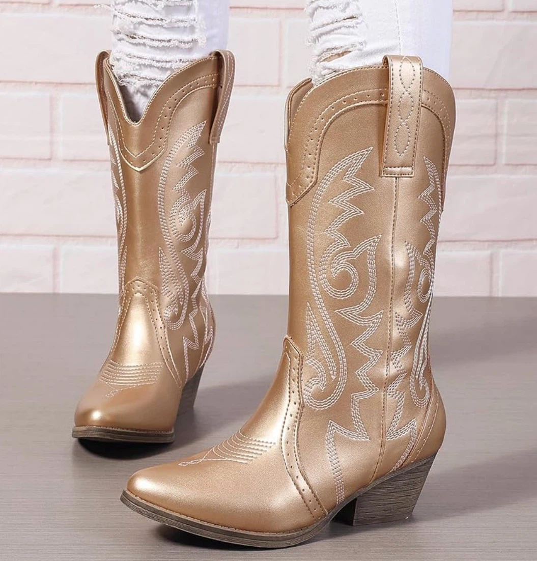 Gold Western Cowboy Boots - Ladies Size 6 - photo 2