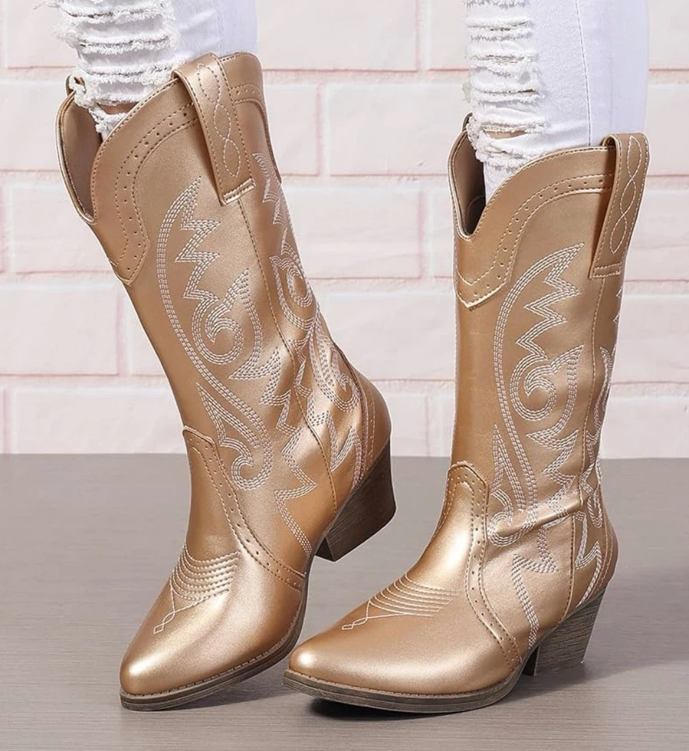 Gold Western Cowboy Boots - Ladies Size 6 - photo 3