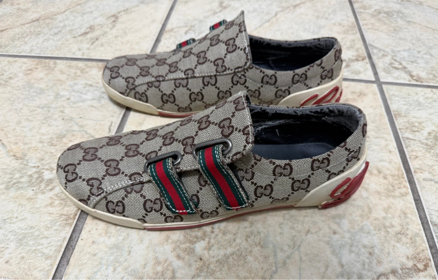 Gucci Monogram Canvas Slip-On Sneakers