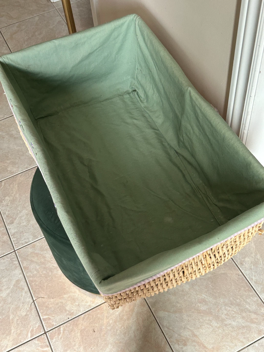 Wicker Storage Basket with Green Liner( L-27”) - photo 4