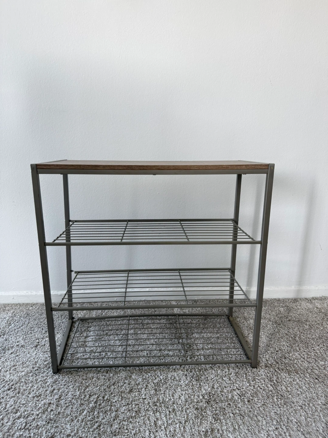 3-Tier Wire Shoe Rack with Wood Top - photo 2