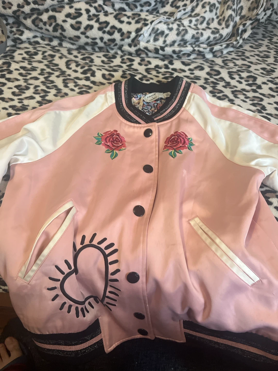 COACH x Keith Haring Pink Bomber Jacket Size 2
