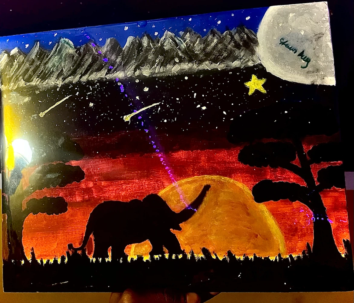 Sahari Handmade Elephant Sunset Painting