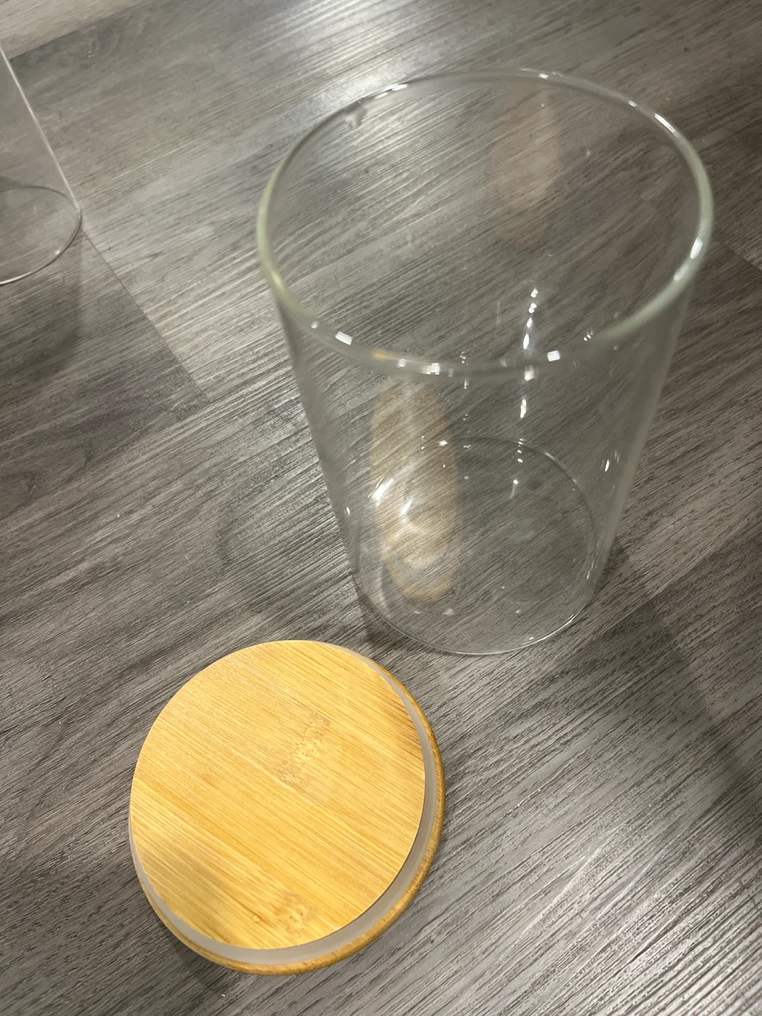 5 glass & bamboo jars and 2 ikea plastic containers - photo 2
