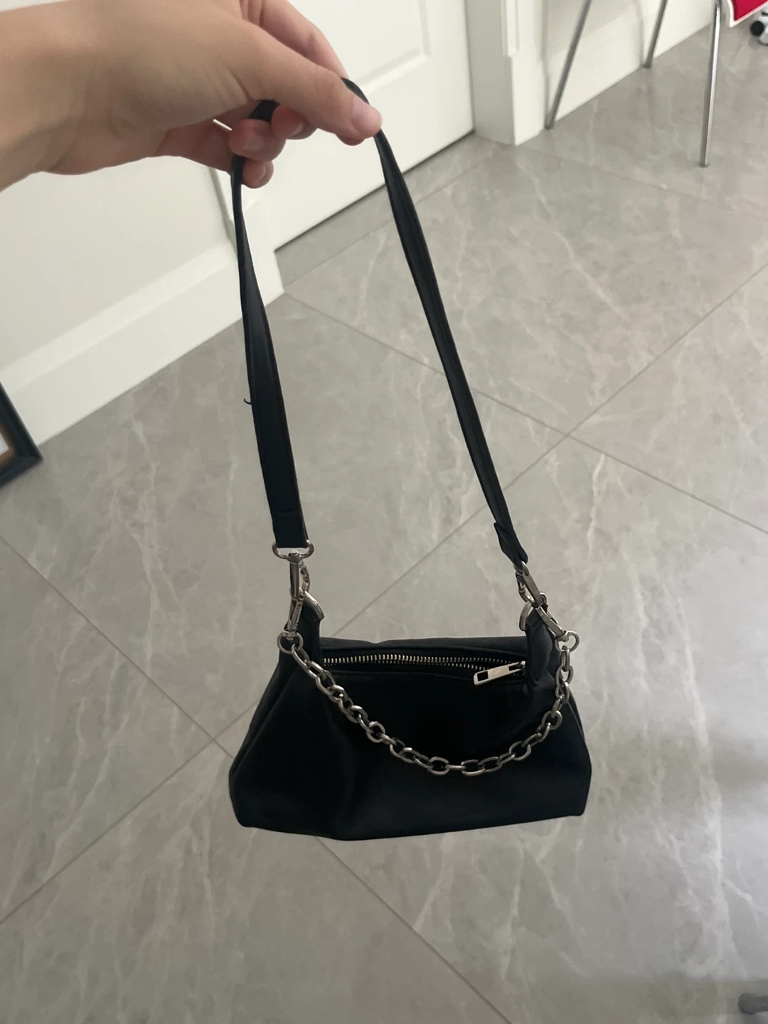 Black leather bag