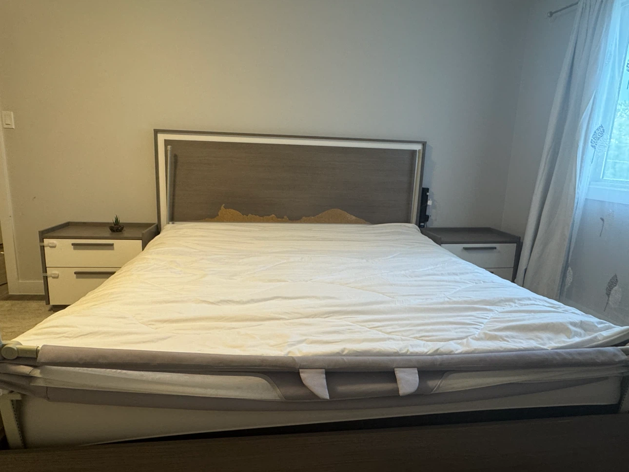 King Bed Frame with Headboard and Nightstands