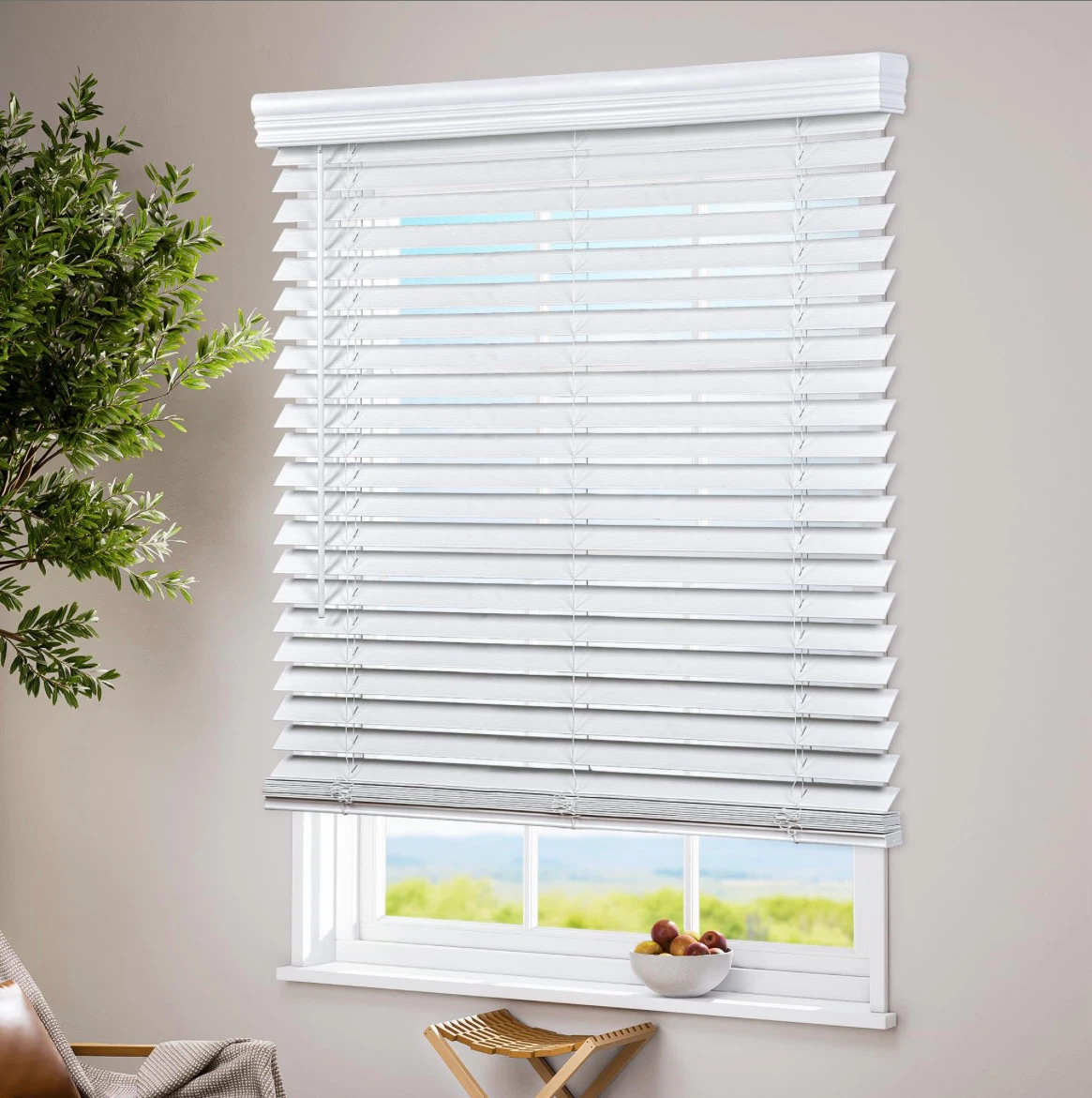 LazBlinds Cordless Faux Wood Blinds, 32" W X 48" H